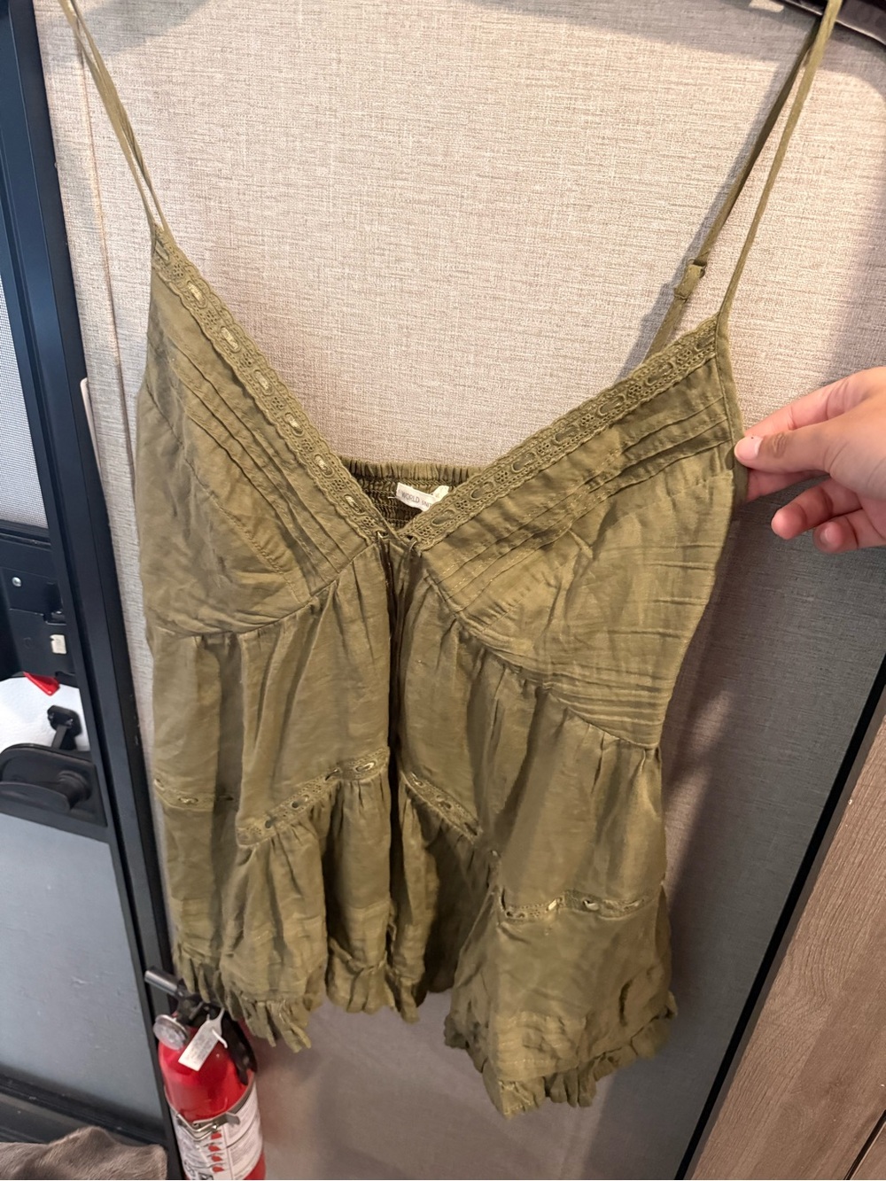 Olive Green Spaghetti Strap Tank Top - Women